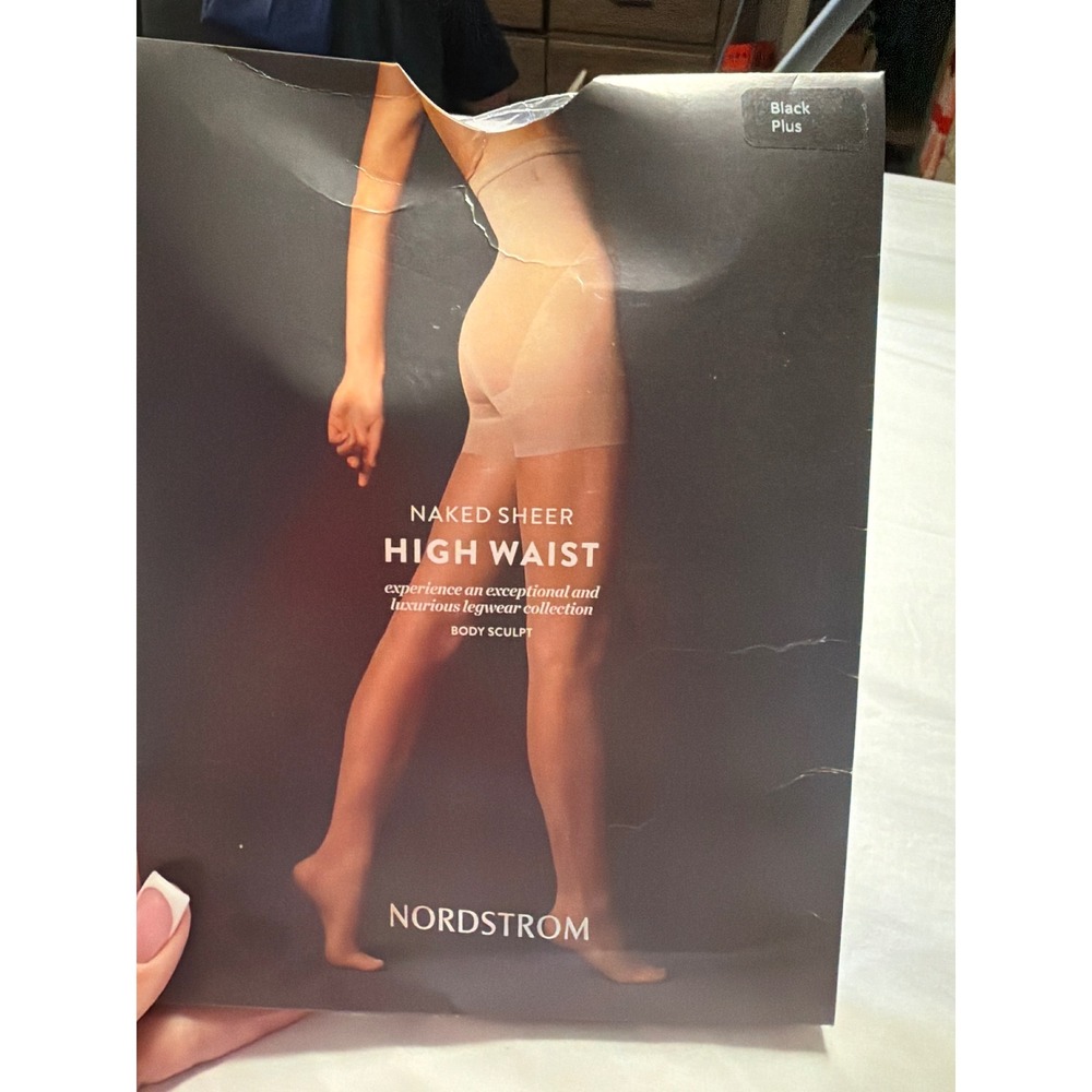 Nordstrom Naked Sheer High Waist Body Sculpt Tights Black Plus Size Hosiery